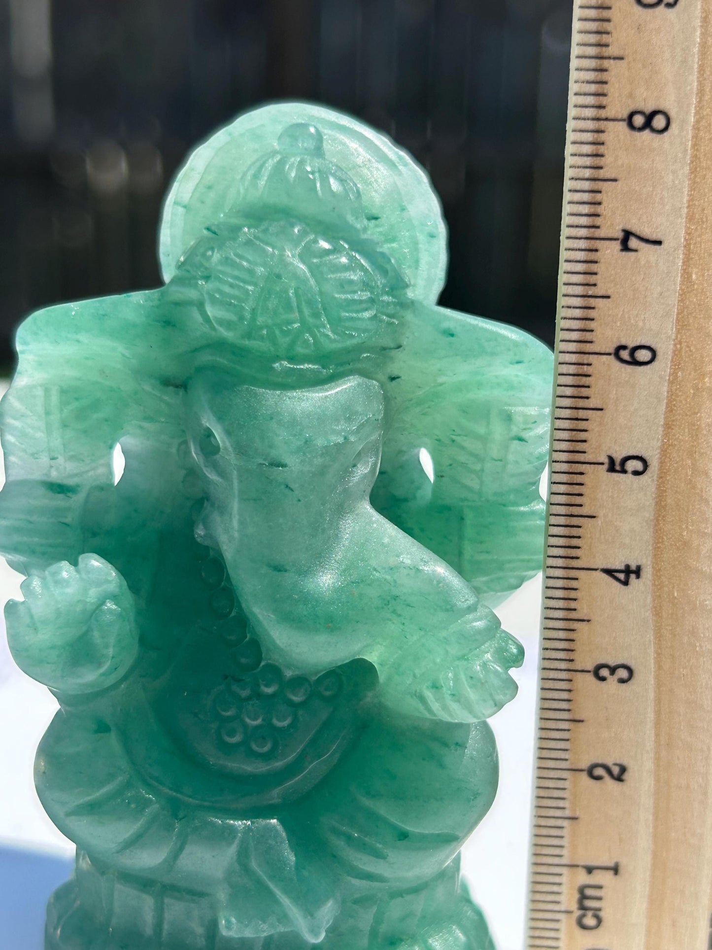 Ganesh Green Aventurine Carving Crystal Home Decor Meditation Altar Gift Yogi Statue Spiritual Collector Display Anniversary Wedding Gift
