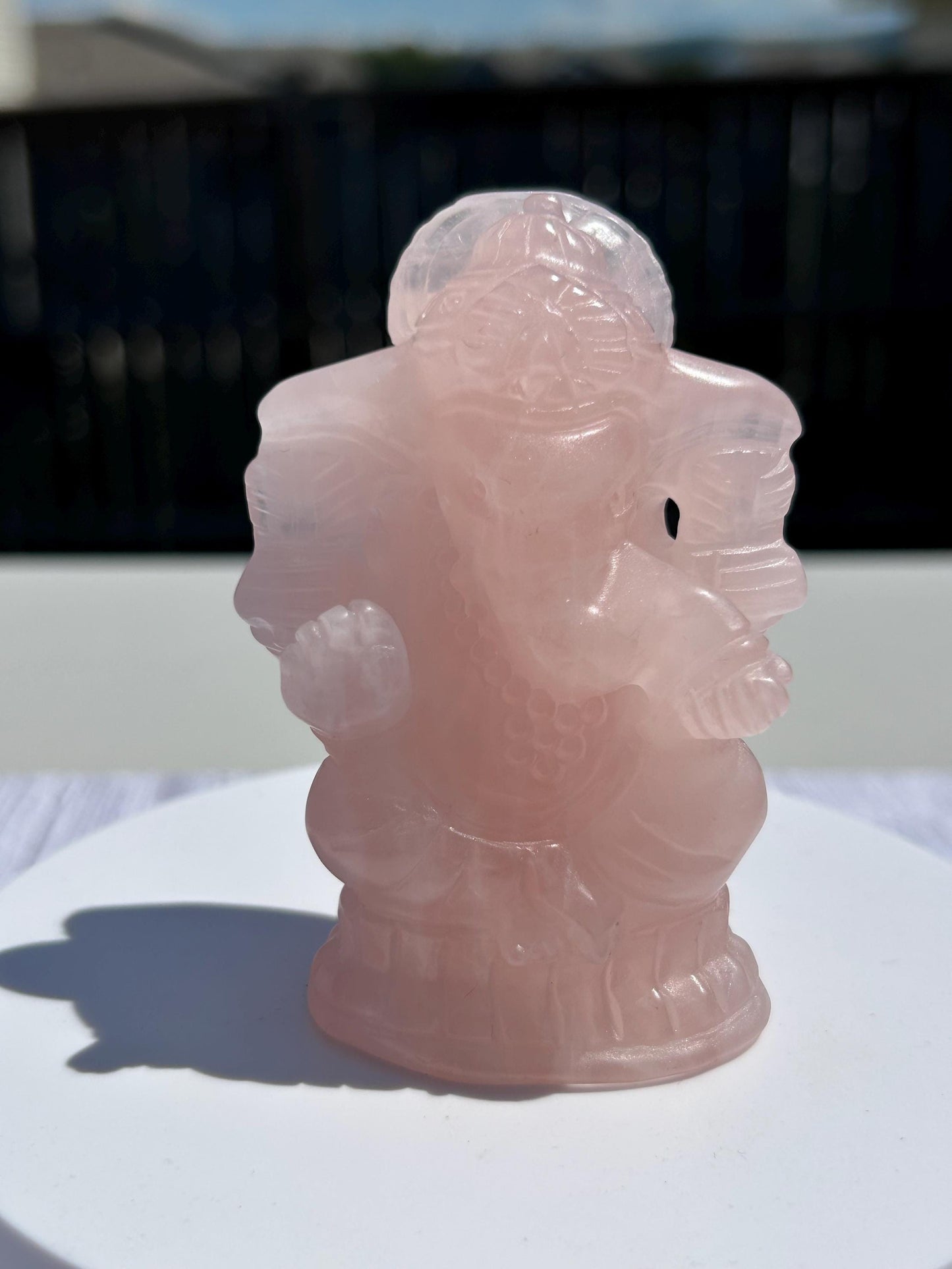 Ganesh Rose Quartz Carving Crystal Home Decor Meditation Altar Gift Mothers Day Anniversary Wedding Gift Heart Chakra May Crystal Birthstone