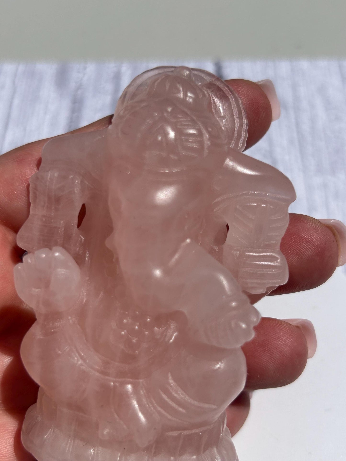 Ganesh Rose Quartz Carving Crystal Home Decor Meditation Altar Gift Mothers Day Anniversary Wedding Gift Heart Chakra May Crystal Birthstone