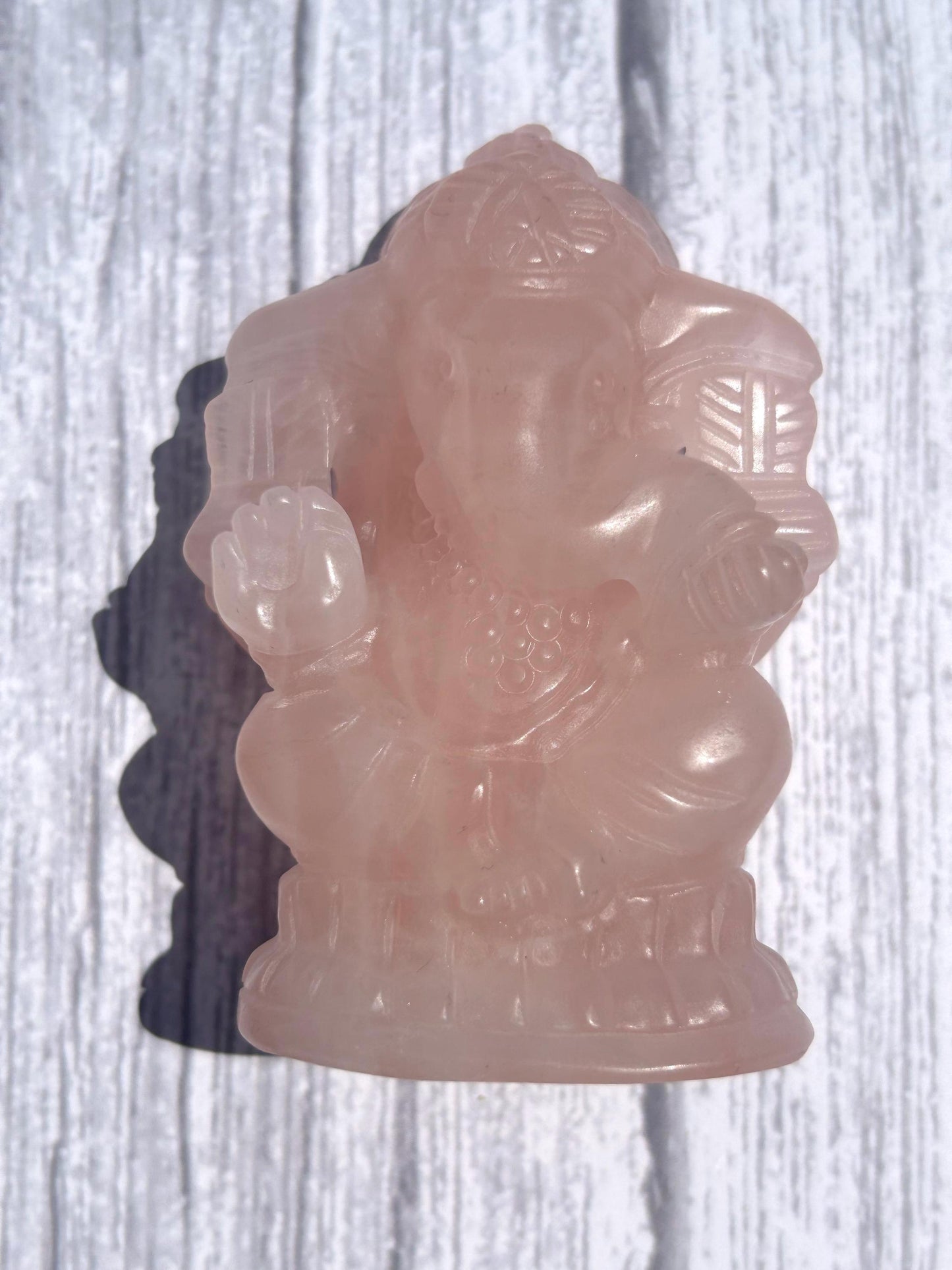 Ganesh Rose Quartz Carving Crystal Home Decor Meditation Altar Gift Mothers Day Anniversary Wedding Gift Heart Chakra May Crystal Birthstone