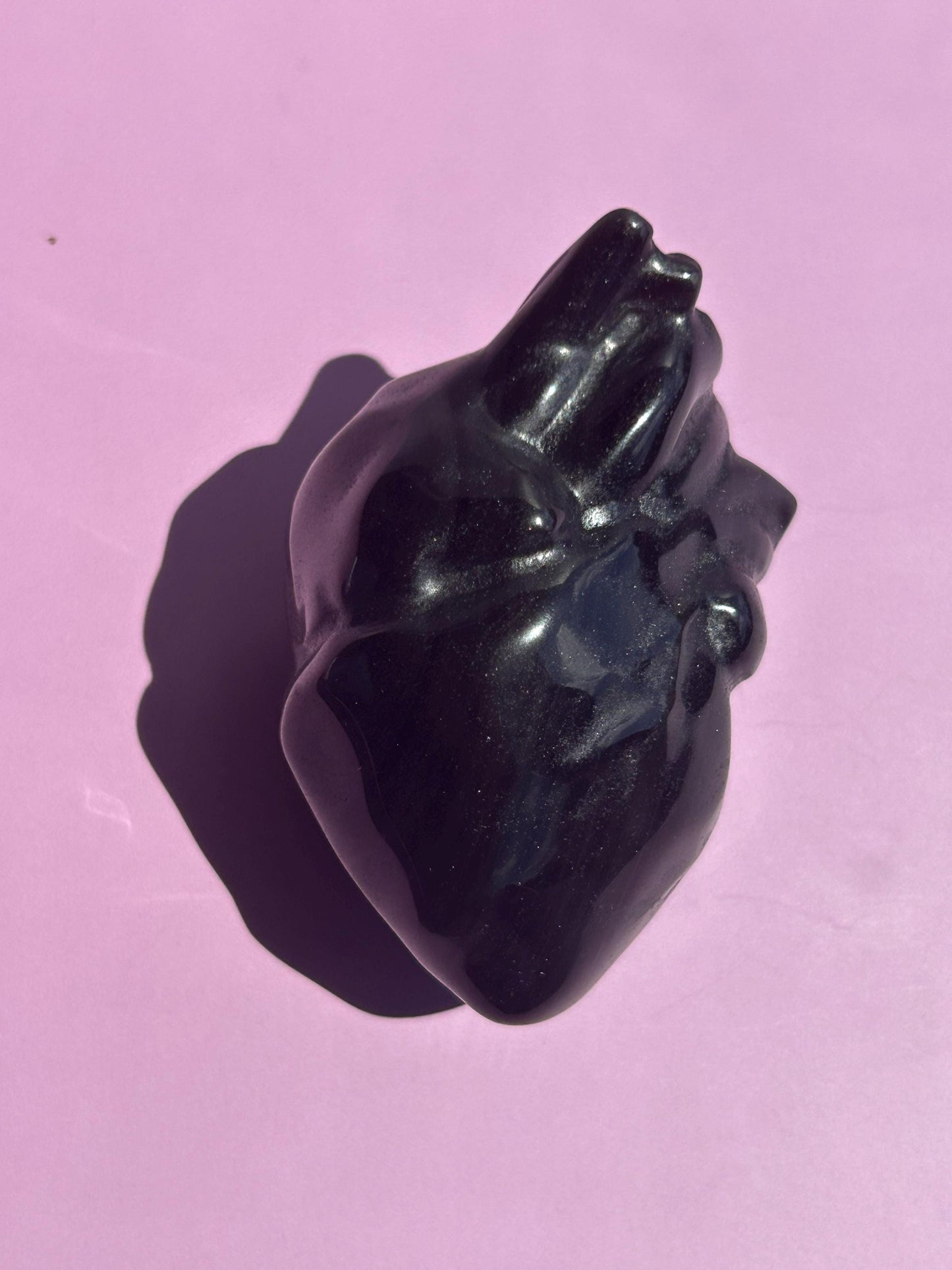 Black Silver Obsidian Heart Carved Stone Decorative Crystal Mothers Day Anniversary Valentines Gift for Best Friend Empath Bedroom Decor