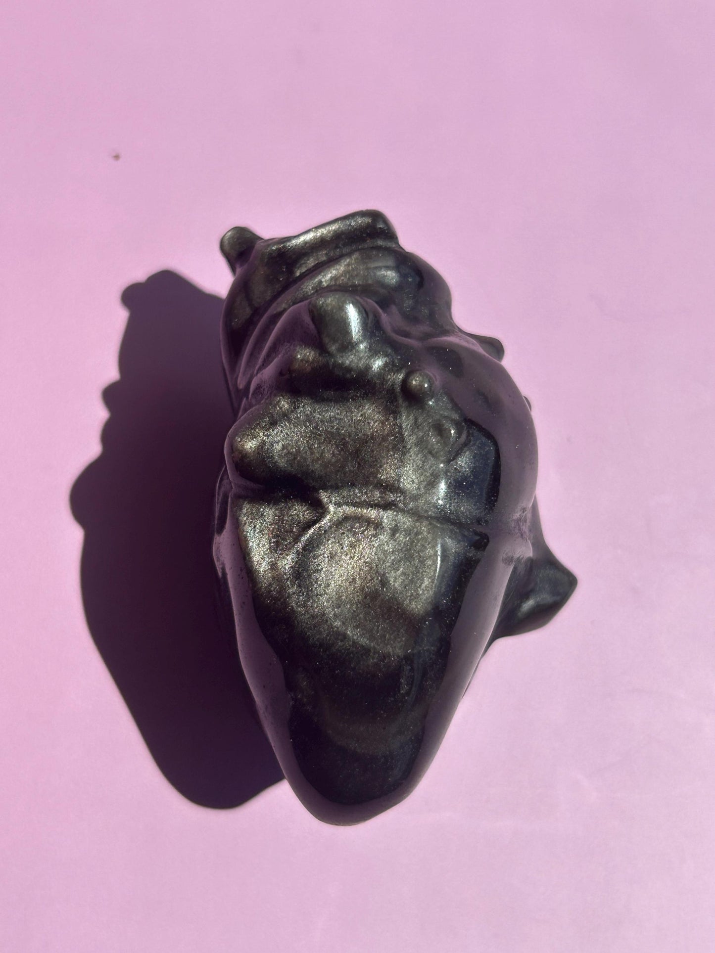 Black Silver Obsidian Heart Carved Stone Decorative Crystal Mothers Day Anniversary Valentines Gift for Best Friend Empath Bedroom Decor