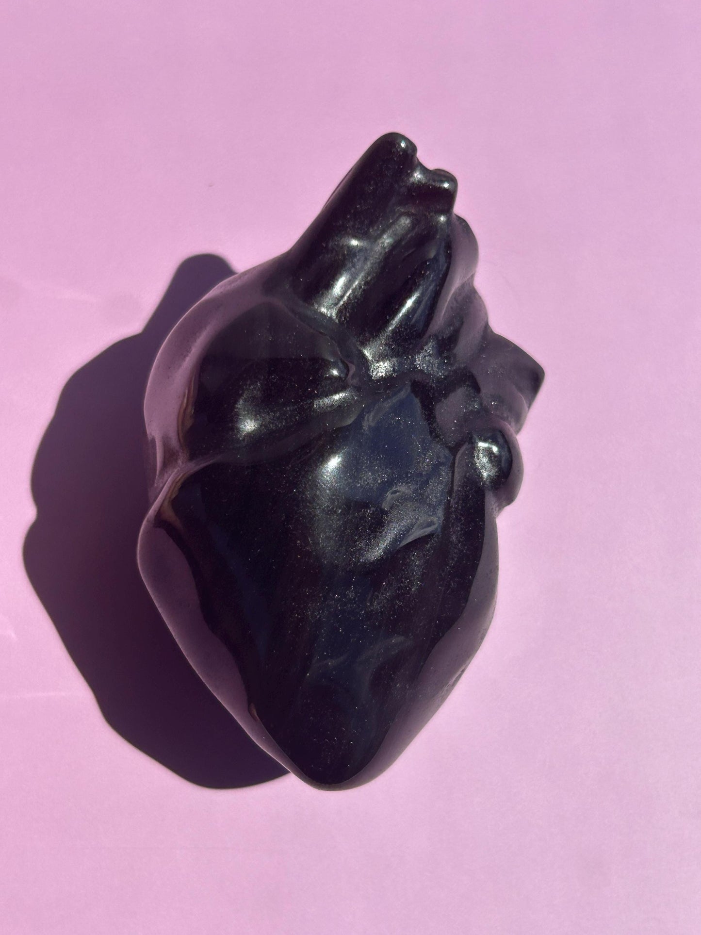 Black Silver Obsidian Heart Carved Stone Decorative Crystal Mothers Day Anniversary Valentines Gift for Best Friend Empath Bedroom Decor