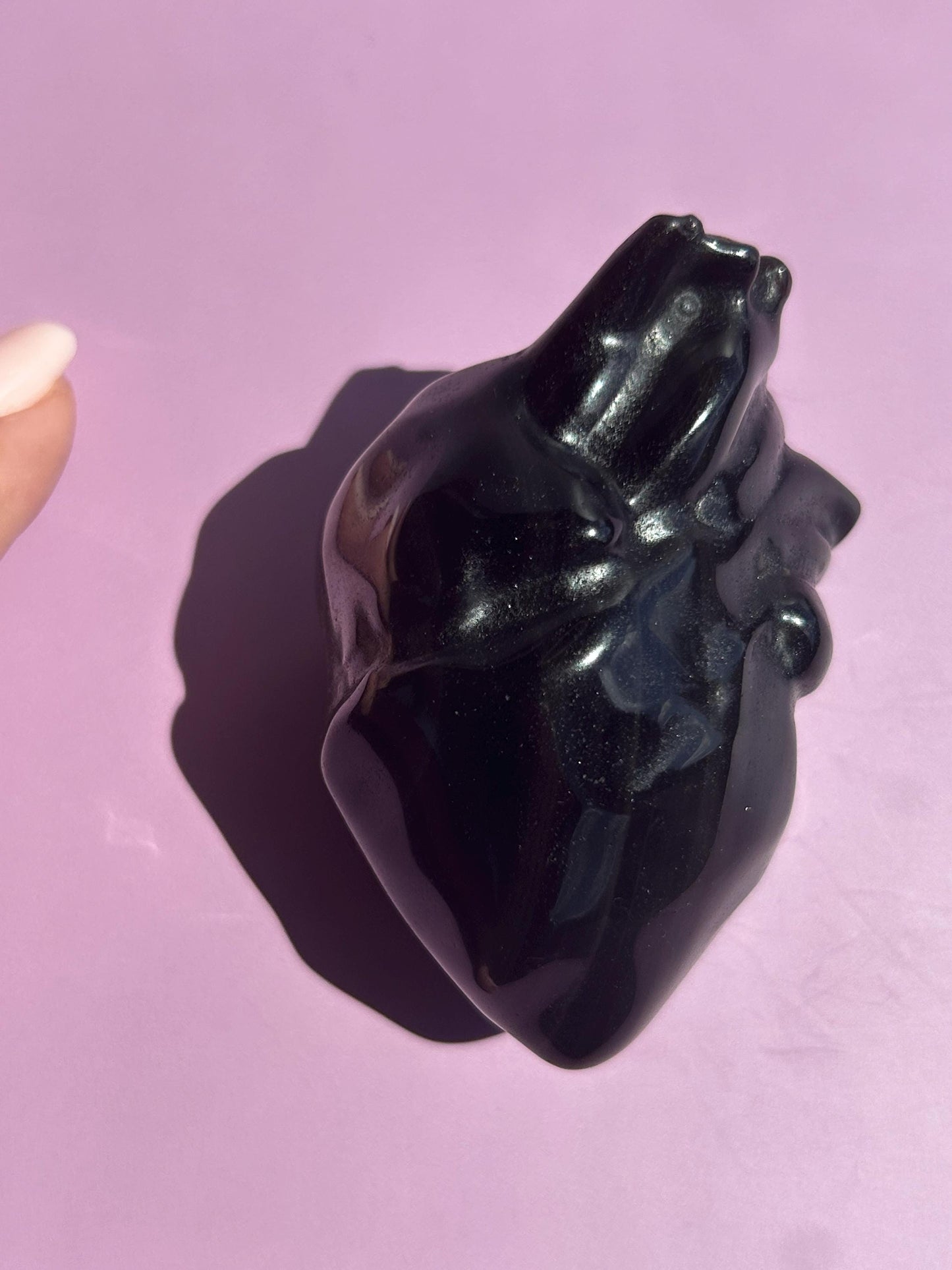 Black Silver Obsidian Heart Carved Stone Decorative Crystal Mothers Day Anniversary Valentines Gift for Best Friend Empath Bedroom Decor