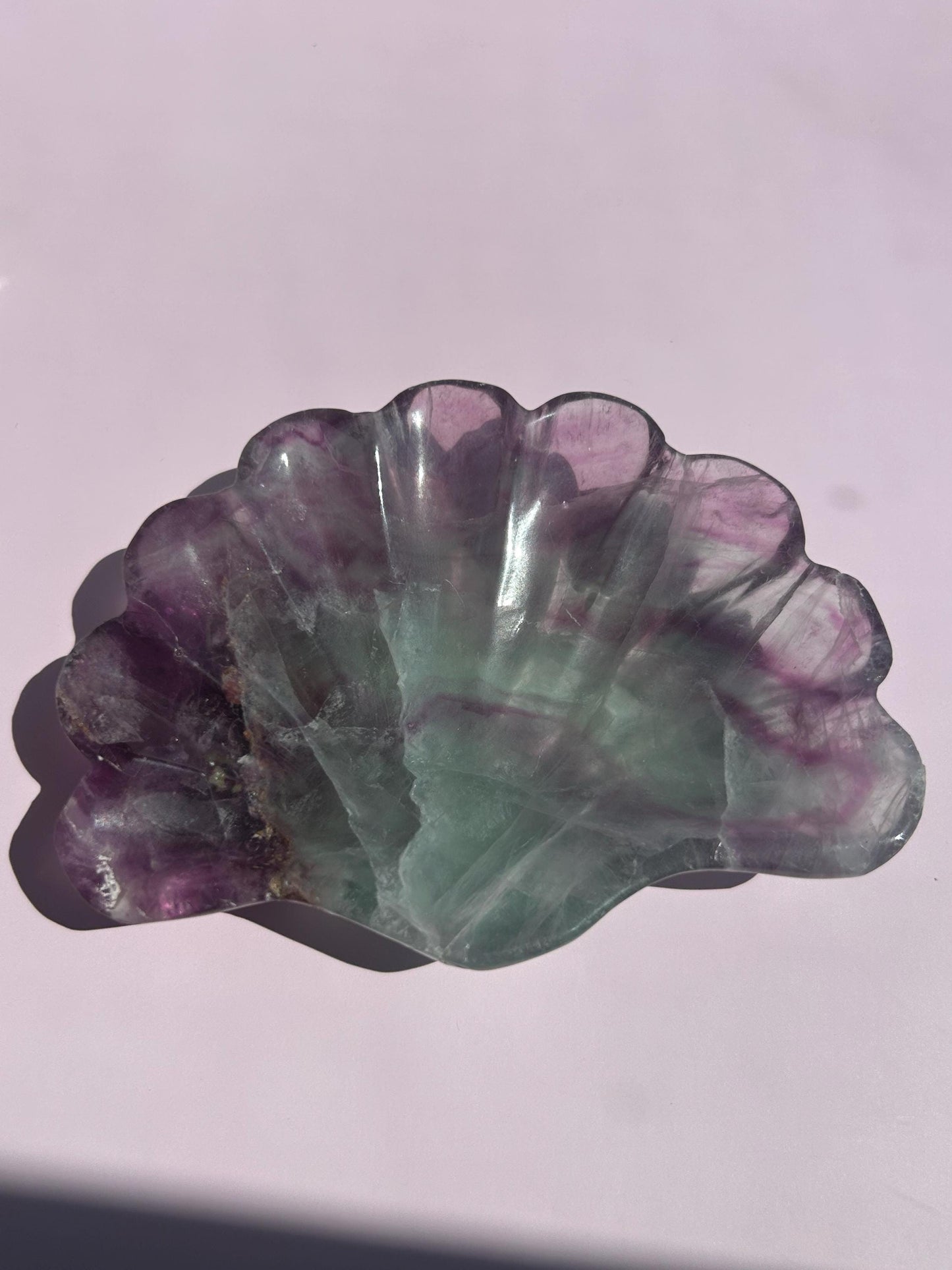 Fluorite Seashell Bowl Carved Dish Jewelry Holder Ocean Inspired Home Decor Gift for Beach Lover Bathroom Vanity Tray Coastal Mother Gift