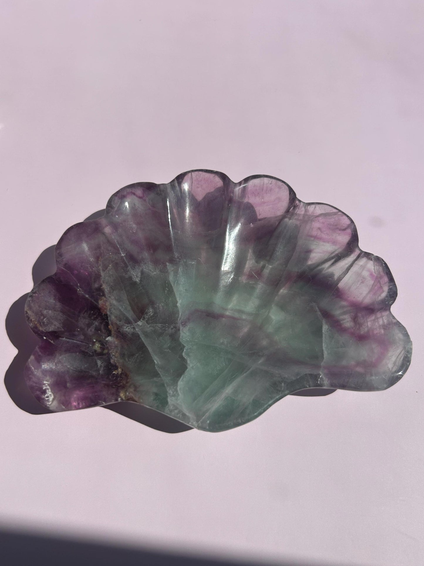 Fluorite Seashell Bowl Carved Dish Jewelry Holder Ocean Inspired Home Decor Gift for Beach Lover Bathroom Vanity Tray Coastal Mother Gift