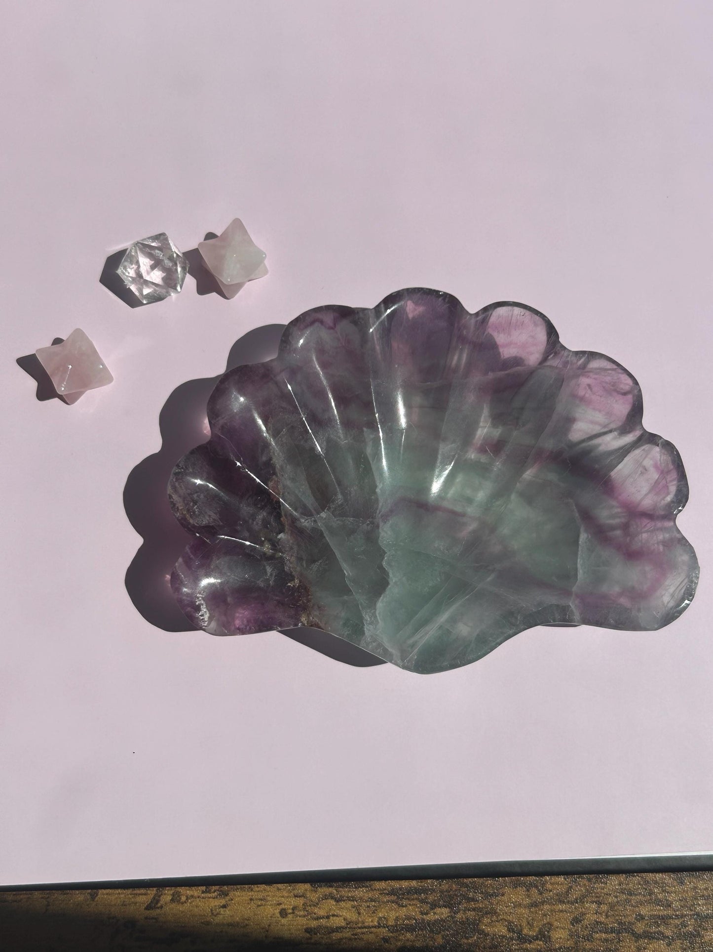 Fluorite Seashell Bowl Carved Dish Jewelry Holder Ocean Inspired Home Decor Gift for Beach Lover Bathroom Vanity Tray Coastal Mother Gift