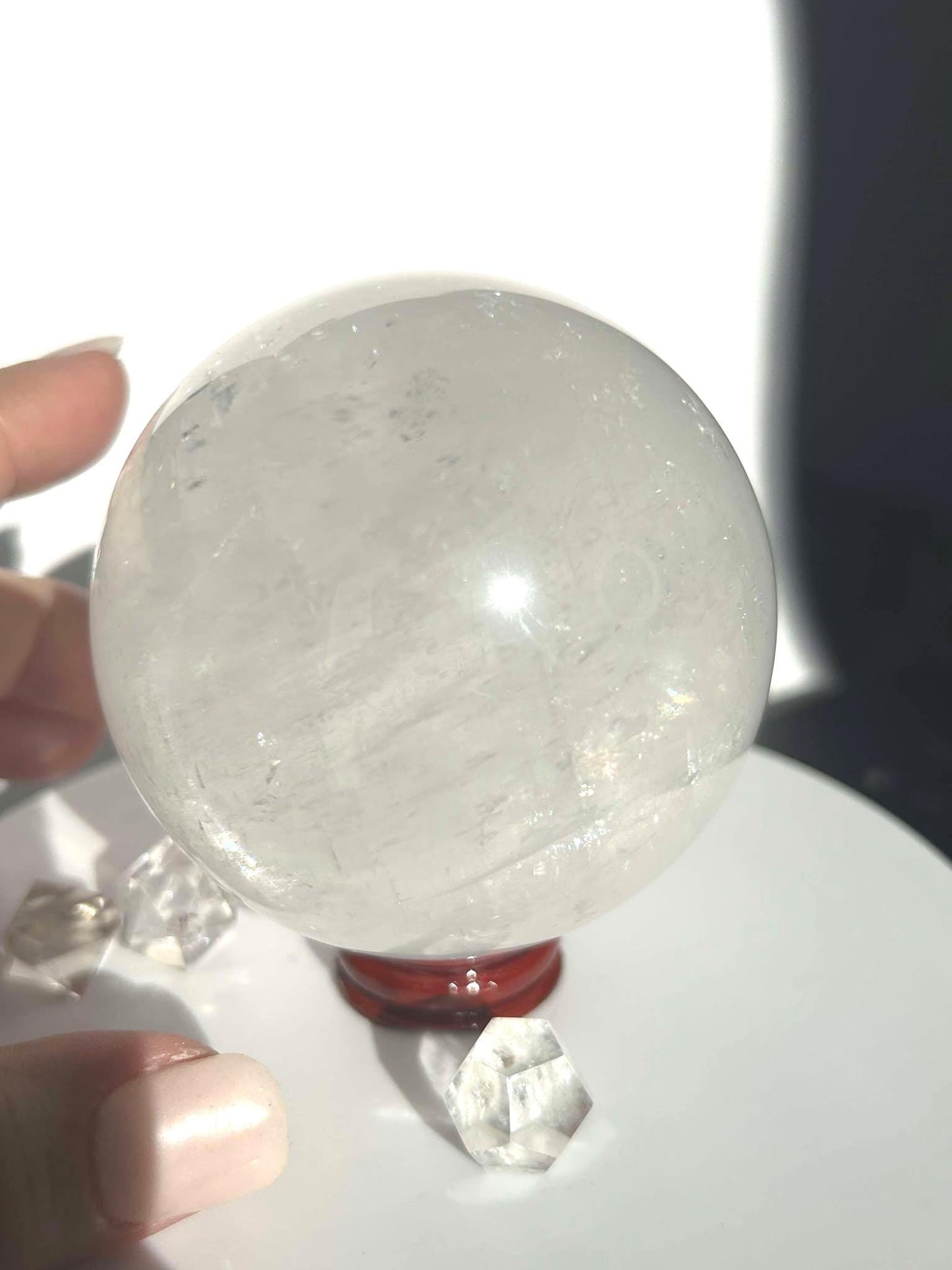 Clear Quartz Crystal Sphere Meditation Crown Chakra Home Decor Feng Shui Healers Gift Yogis Teachers Students Love Nature Crystal 1.5 Lb