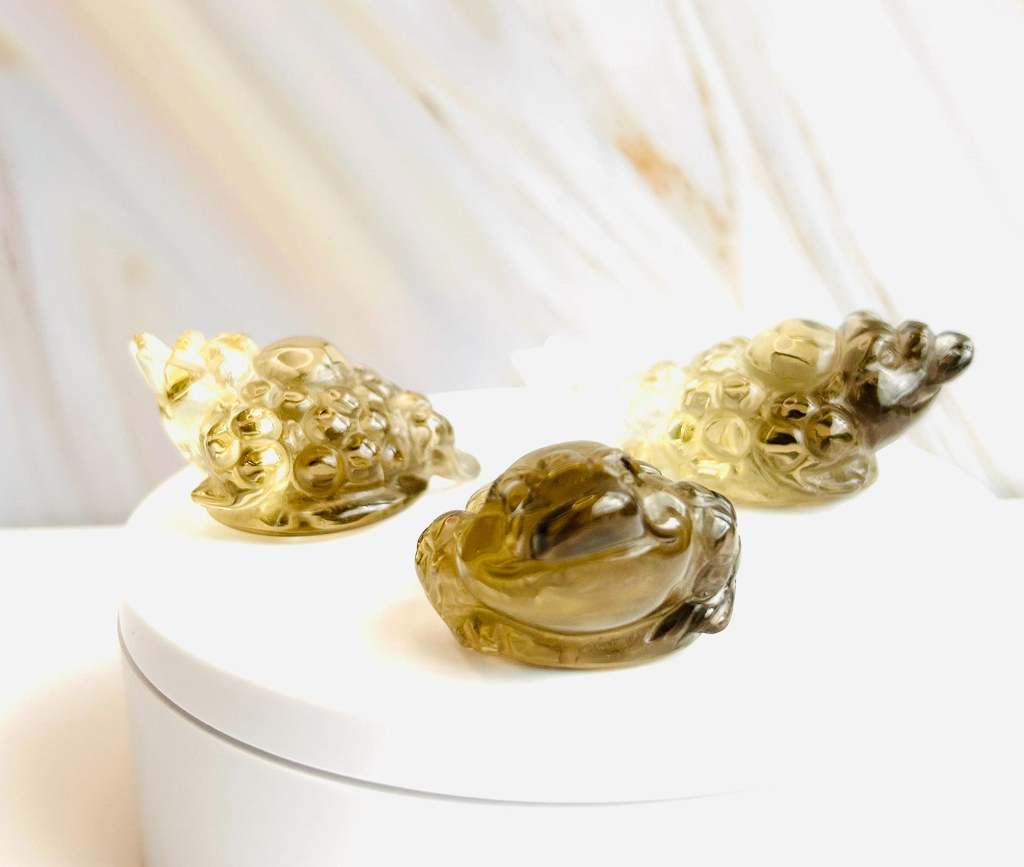 Money Toad Citrine Carving Polished Stone Golden Decorative Accent Home Decor Gift New Job New Work Office Desk Altar Feng Shui November