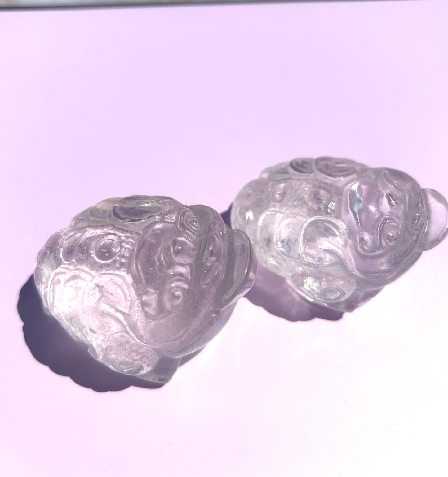 Money Toad Clear Quartz Carving Polished Stone Decorative Accent Home Decor Gift New Job New Work Office Desk Altar Feng Shui New Mom Gift