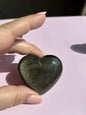 Gold Black Obsidian Carved Heart Polished Stone Figurine Unique Crystal Home Decor Gift for Nature Lover Office Desk Bedroom Altar Display Piece Anniversary Gift