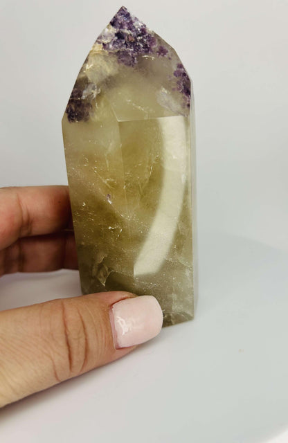 Citrine Lepidolite Crystal Point Solar Plexus Third Eye Meditation Feng Shui Libra Crystal Home Warming  Student Teacher Baby Shower Gift