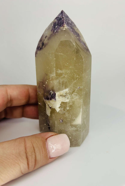 Citrine Lepidolite Crystal Point Solar Plexus Third Eye Meditation Feng Shui Libra Crystal Home Warming  Student Teacher Baby Shower Gift