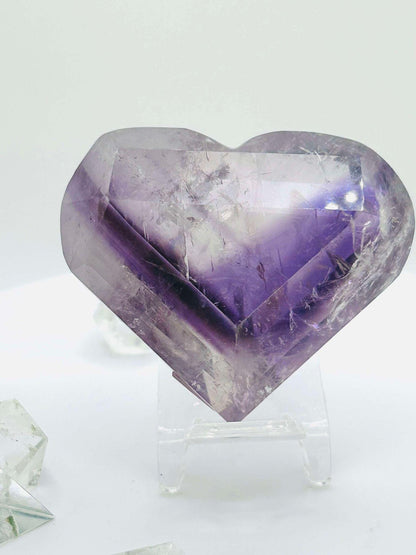 Amethyst Panthom Heart Crystal Crown Chakra Meditation Altar Room Decor Crystal Anniversary Gift February Birthday Crystal Best Friend Gift