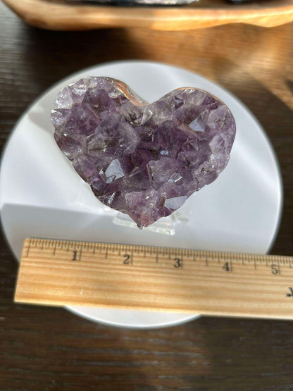 Amethyst Heart Cluster Crown Chakra Meditation Feng Shui Crystal Anniversary Gift February Birthday Crystal Best Friend Mom to be Wife Gift