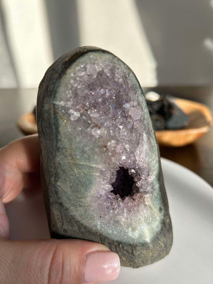 Amethyst Geode Meditation Crown Chakra February Aquarius Crystal Home Warming Best Friend Baby Shower Gift Mom Wife Goddess Crystal Gift