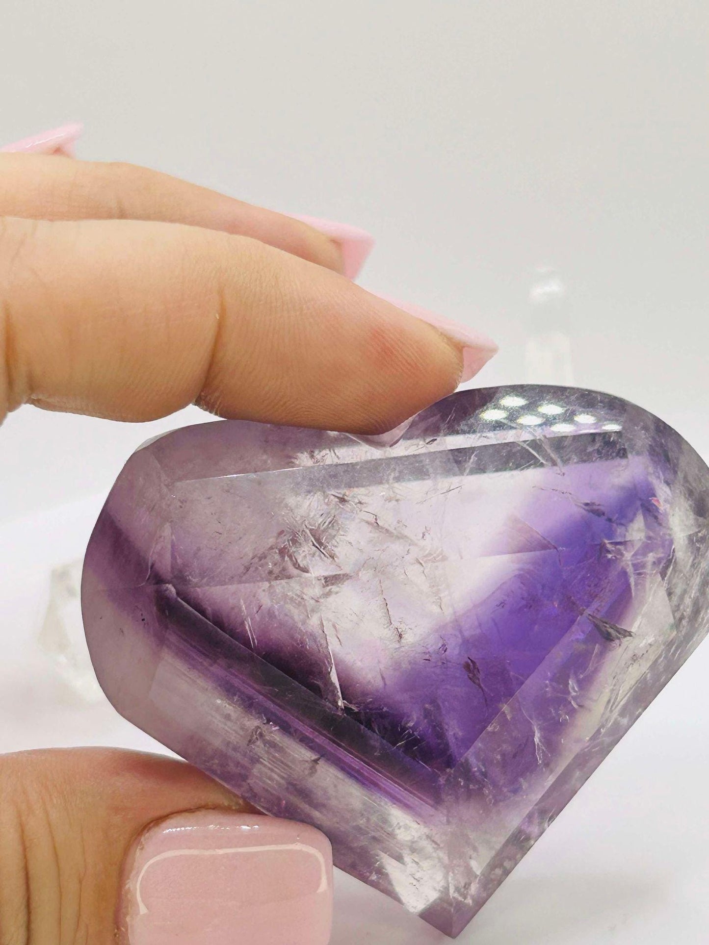 Amethyst Panthom Heart Crystal Crown Chakra Meditation Altar Room Decor Crystal Anniversary Gift February Birthday Crystal Best Friend Gift