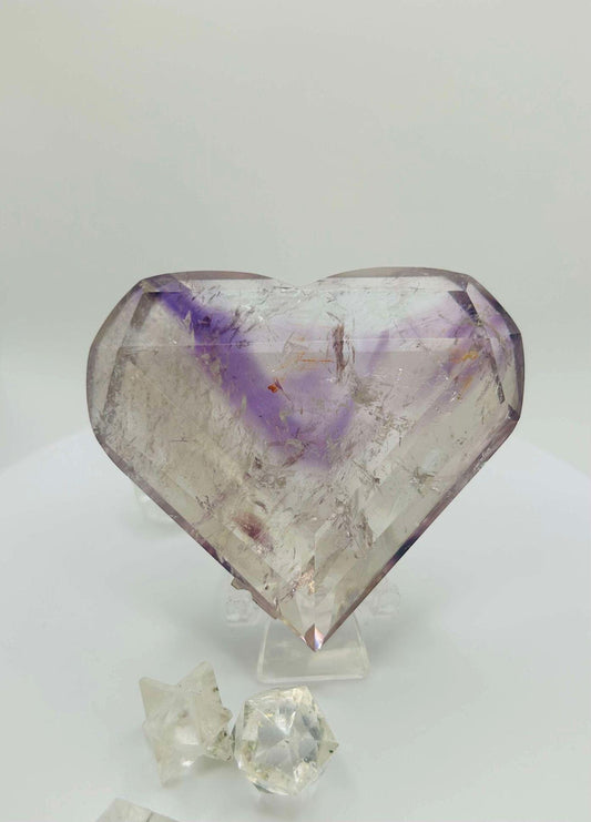 Amethyst Panthom Heart Crystal Crown Chakra Meditation Altar Room Decor Crystal Anniversary Gift February Birthday Crystal Best Friend Gift