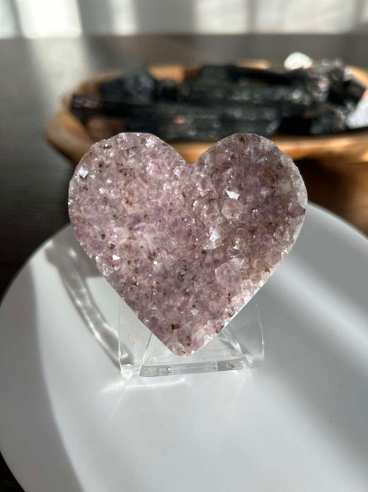 Amethyst Heart Cluster Crown Chakra Meditation Feng Shui Crystal Anniversary Gift February Birthday Crystal Best Friend Mom to be Wife Gift