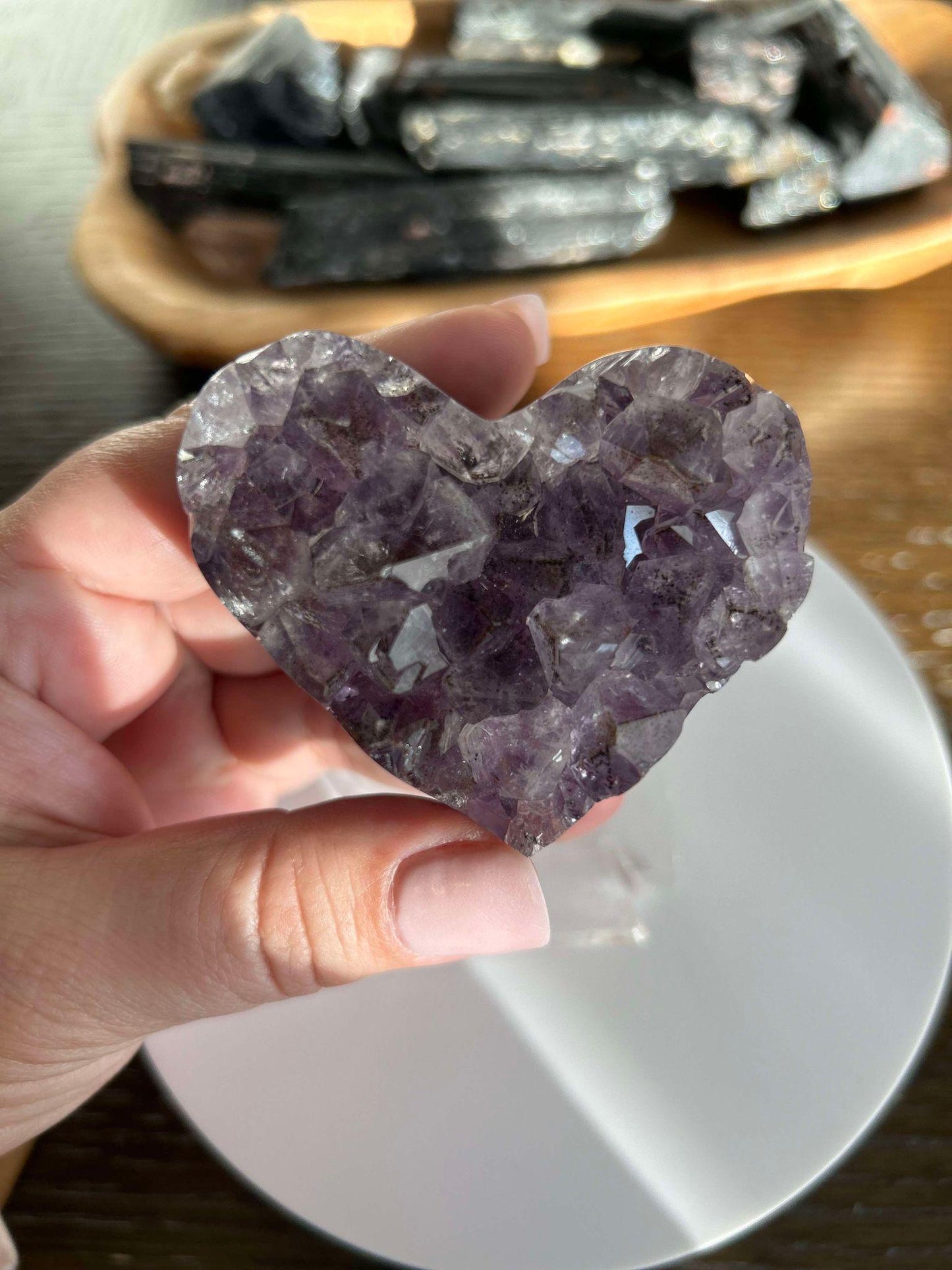Amethyst Heart Cluster Crown Chakra Meditation Feng Shui Crystal Anniversary Gift February Birthday Crystal Best Friend Mom to be Wife Gift