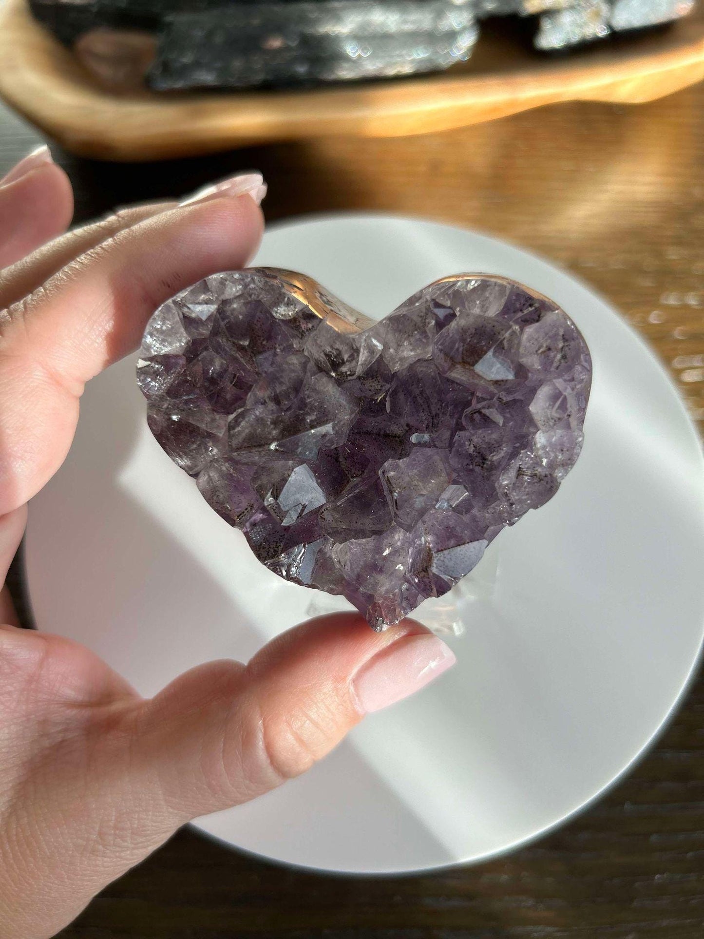 Amethyst Heart Cluster Crown Chakra Meditation Feng Shui Crystal Anniversary Gift February Birthday Crystal Best Friend Mom to be Wife Gift