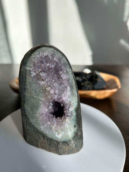Amethyst Geode Meditation Crown Chakra February Aquarius Crystal Home Warming Best Friend Baby Shower Gift Mom Wife Goddess Crystal Gift