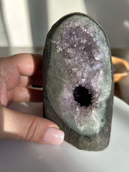 Amethyst Geode Meditation Crown Chakra February Aquarius Crystal Home Warming Best Friend Baby Shower Gift Mom Wife Goddess Crystal Gift