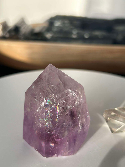 Amethyst Crystal Point Meditation Crown Chakra February Aquarius Crystal Home Warming Best Friend Baby Shower Gift Mom Student Teacher Gift