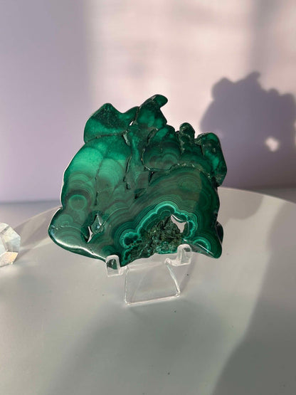 Malachite Free Form Crystal Heart Chakra April May Crystal Taurus Mother Earth Day Best Friend New School Gift New Business Gift Home Decor