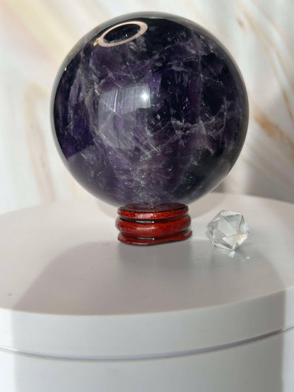 Amethyst Crystal Sphere Meditation Crown Chakra February Aquarius Crystal Home Warming Best Friend Gift Mom to be Altar decor Crystal Gift