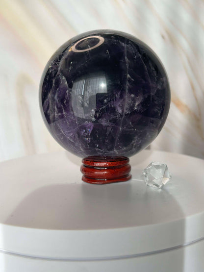 Amethyst Crystal Sphere Meditation Crown Chakra February Aquarius Crystal Home Warming Best Friend Gift Mom to be Altar decor Crystal Gift
