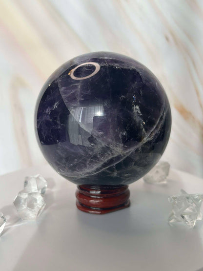 Amethyst Crystal Sphere Meditation Crown Chakra February Aquarius Crystal Home Warming Best Friend Gift Mom to be Altar decor Crystal Gift