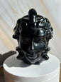 Medusa Black Obsidian Carved Head Statue Home Decor Collectible Shelf Display Unique Gift for Art Lovers Mythology Fans Desk Accent