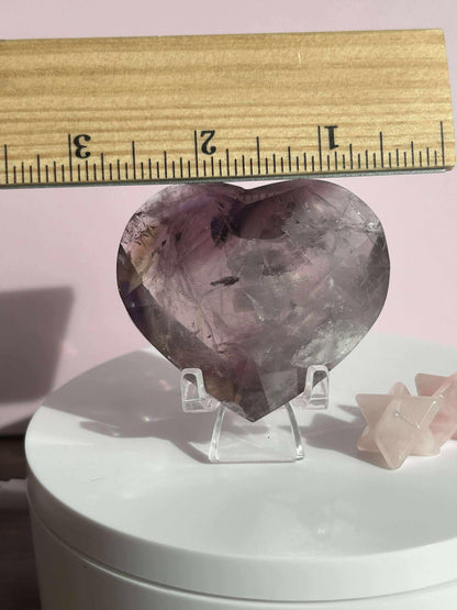 Amethyst Facet Heart Carving Anniversary Gift Mom To Be Gift Meditation Altar Room Decor Baby Shower Breakup Divorce Gift Calming Crystals