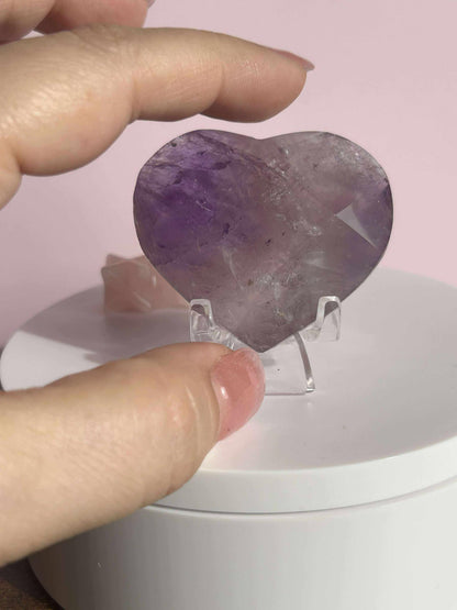 Amethyst Facet Heart Carving Anniversary Gift Mom To Be Gift Meditation Altar Room Decor Baby Shower Breakup Divorce Gift Calming Crystals
