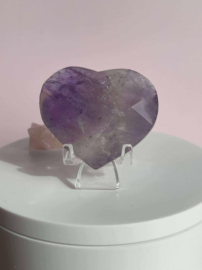 Amethyst Facet Heart Carving Anniversary Gift Mom To Be Gift Meditation Altar Room Decor Baby Shower Breakup Divorce Gift Calming Crystals