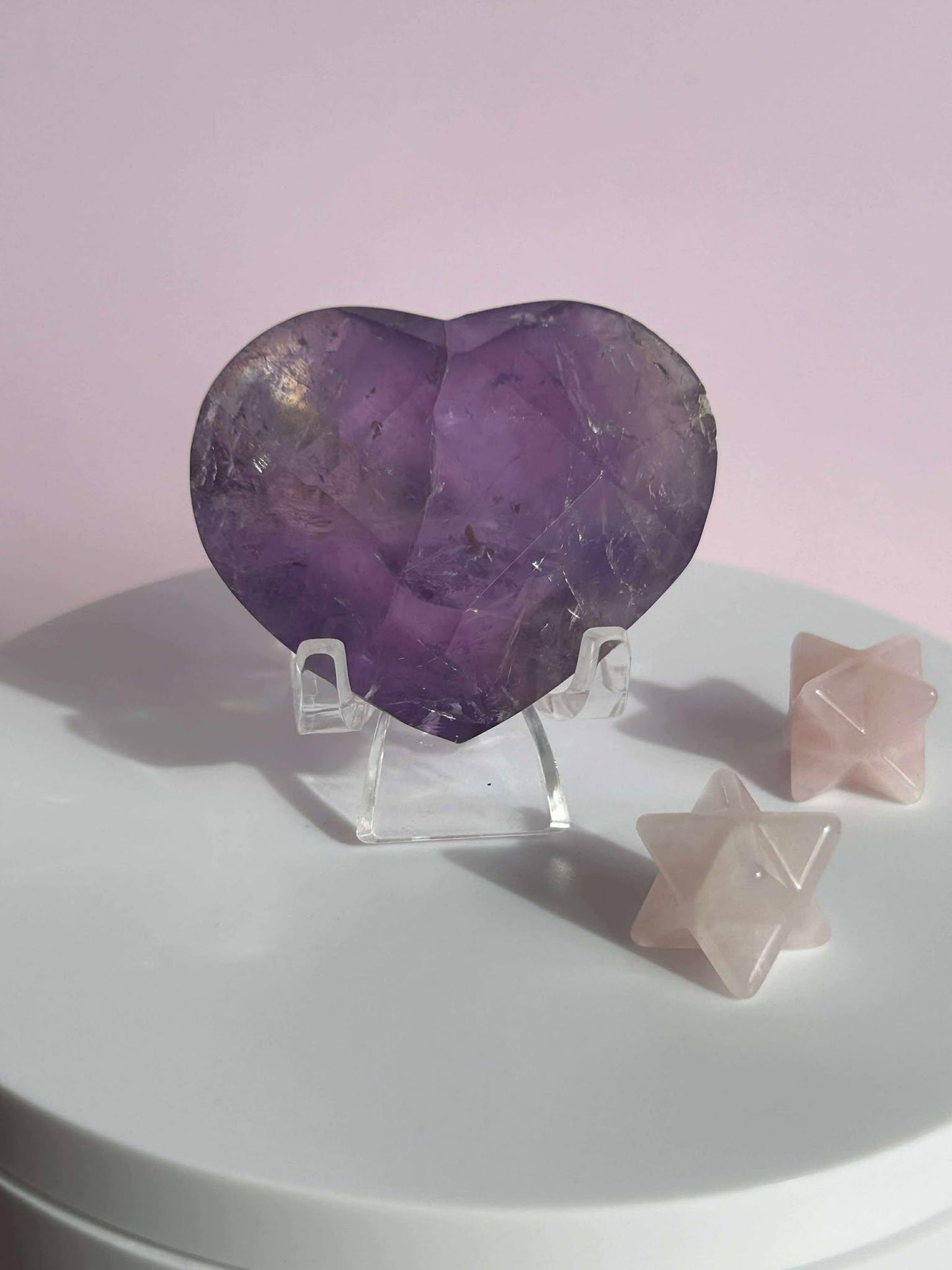 Amethyst Facet Heart Carving Anniversary Gift Mom To Be Gift Meditation Altar Room Decor Baby Shower Breakup Divorce Gift Calming Crystals