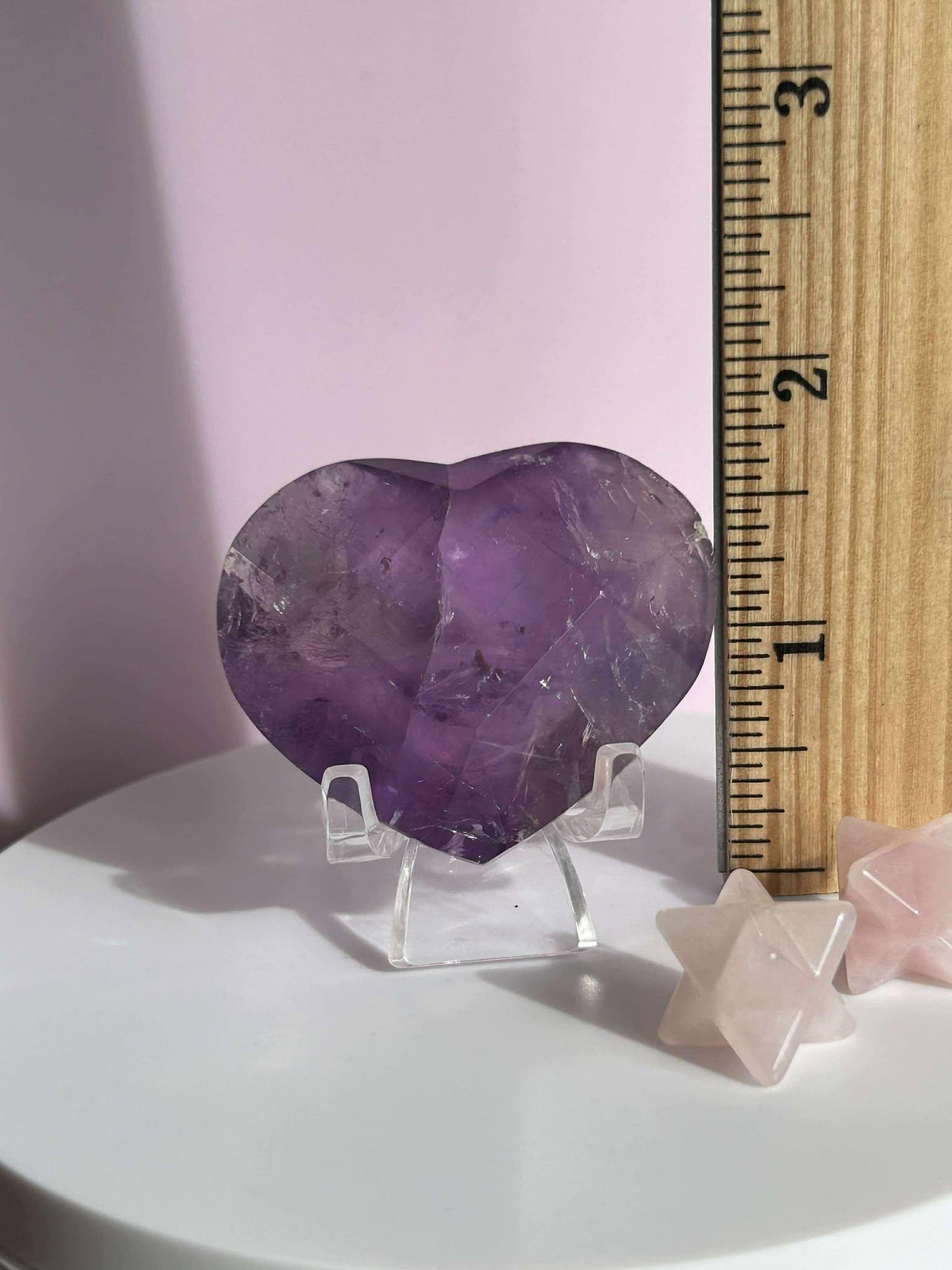 Amethyst Facet Heart Carving Anniversary Gift Mom To Be Gift Meditation Altar Room Decor Baby Shower Breakup Divorce Gift Calming Crystals