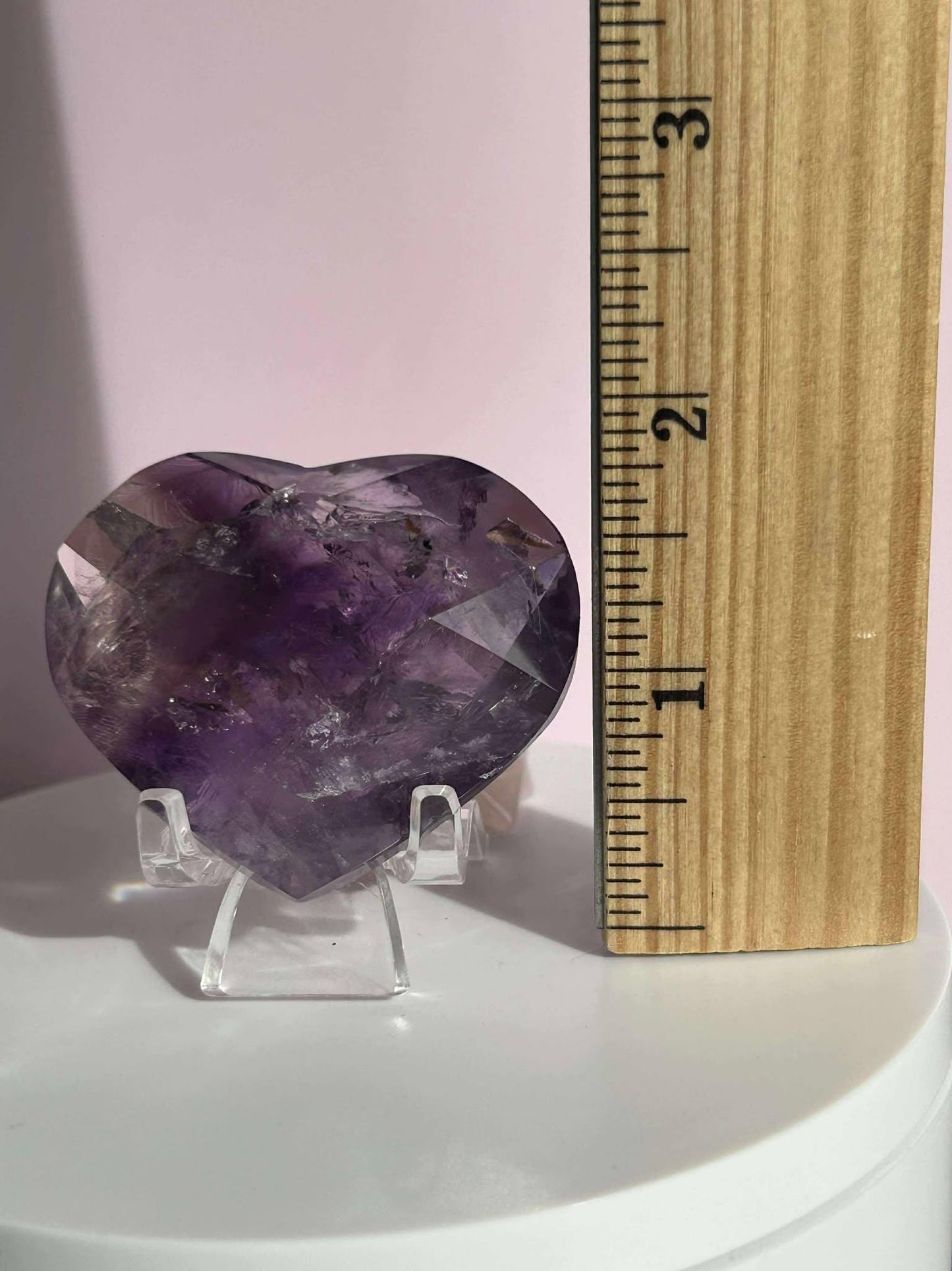 Amethyst Facet Heart Carving Anniversary Gift Mom To Be Gift Meditation Altar Room Decor Baby Shower Breakup Divorce Gift Calming Crystals