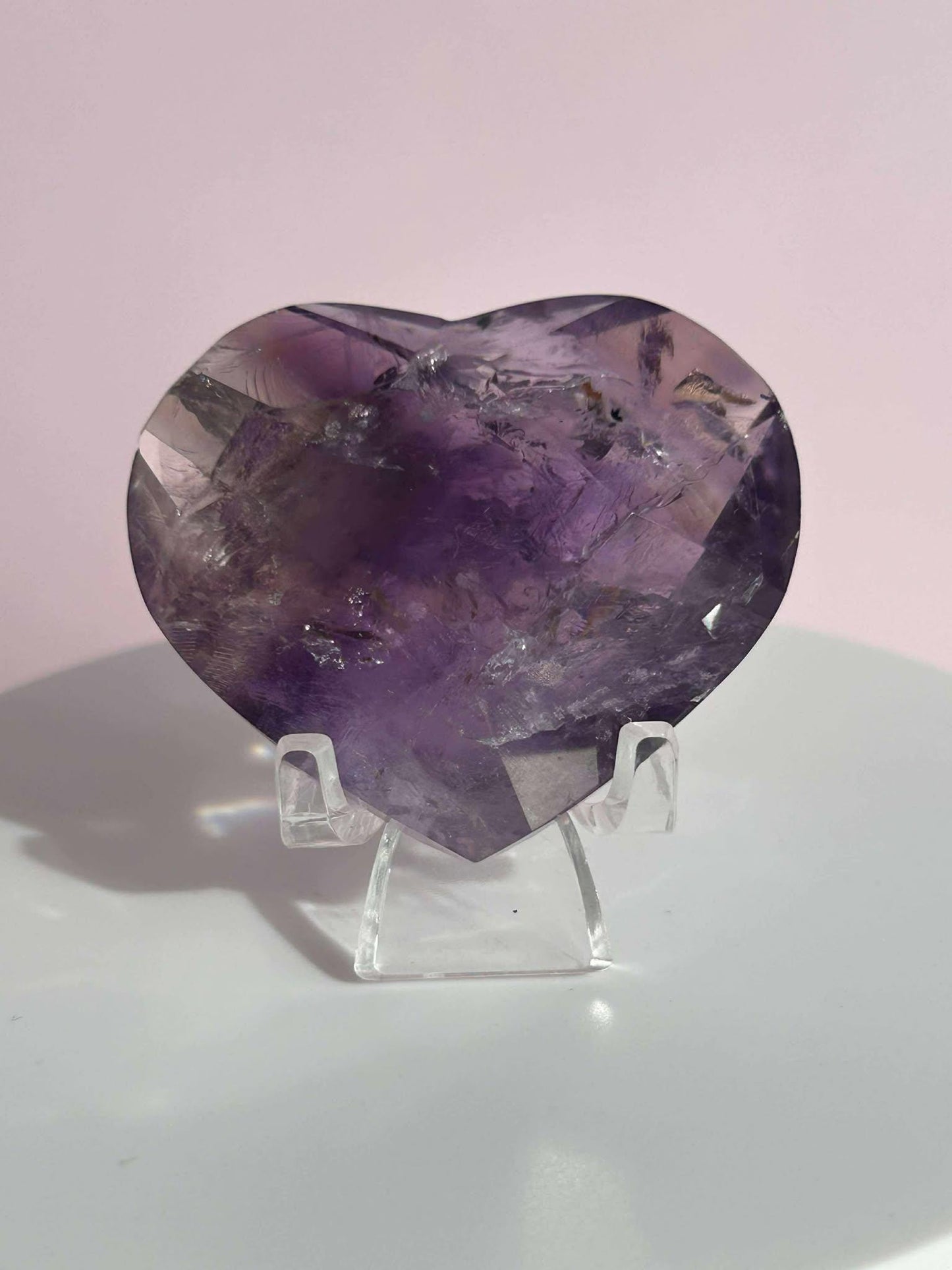 Amethyst Facet Heart Carving Anniversary Gift Mom To Be Gift Meditation Altar Room Decor Baby Shower Breakup Divorce Gift Calming Crystals
