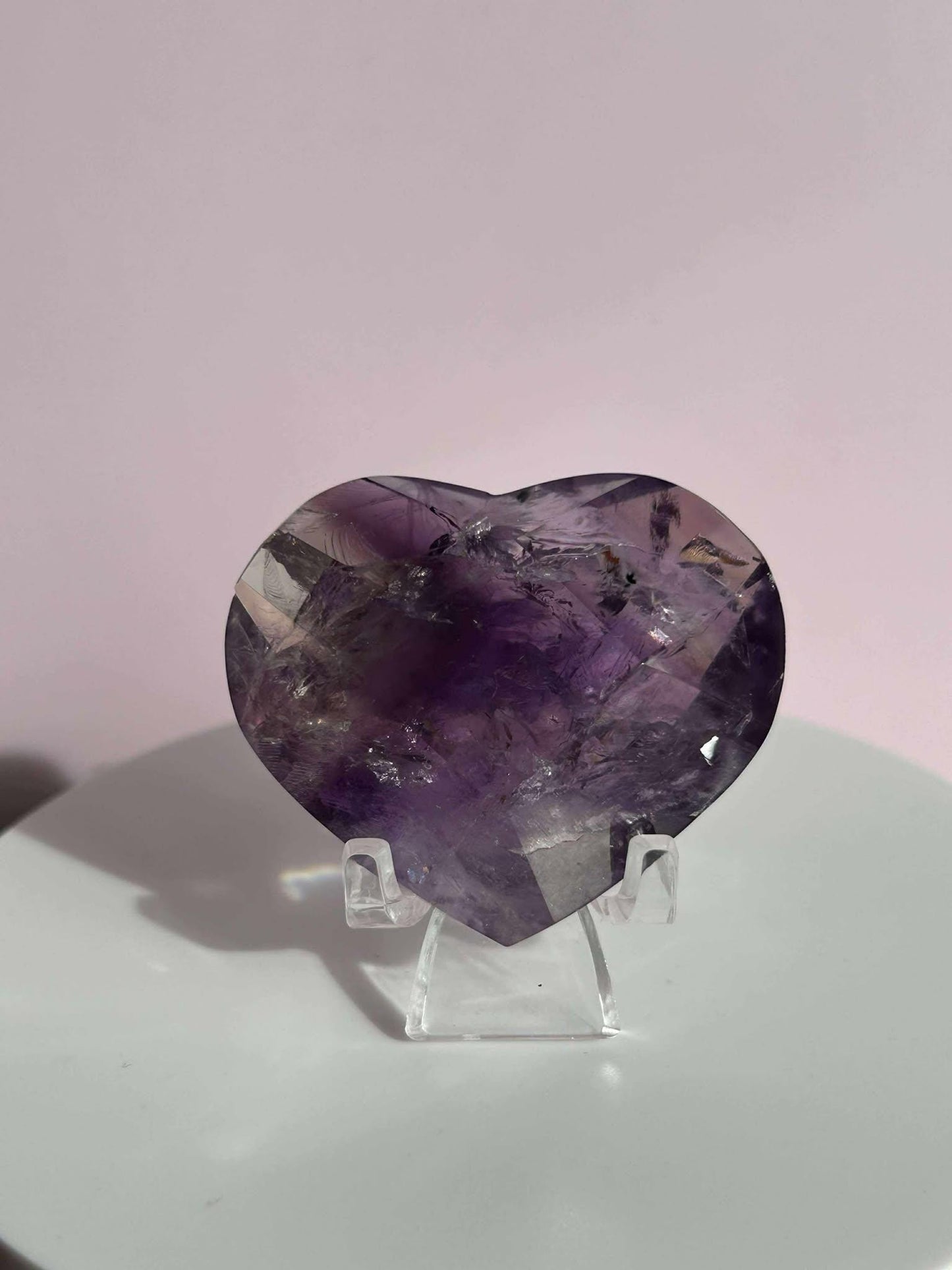 Amethyst Facet Heart Carving Anniversary Gift Mom To Be Gift Meditation Altar Room Decor Baby Shower Breakup Divorce Gift Calming Crystals