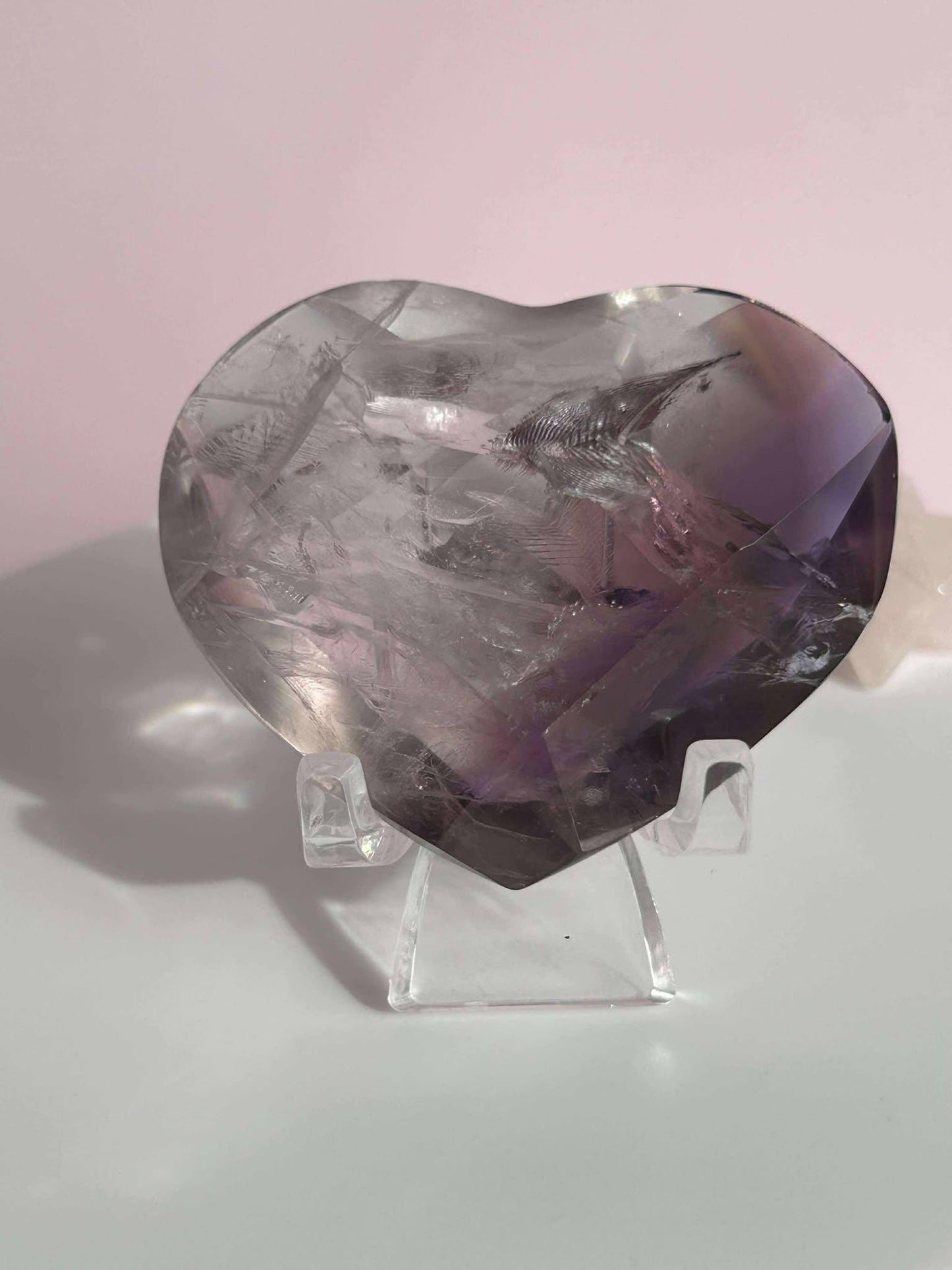 Amethyst Facet Heart Carving Anniversary Gift Mom To Be Gift Meditation Altar Room Decor Baby Shower Breakup Divorce Gift Calming Crystals