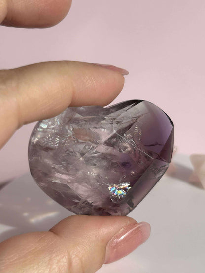 Amethyst Facet Heart Carving Anniversary Gift Mom To Be Gift Meditation Altar Room Decor Baby Shower Breakup Divorce Gift Calming Crystals