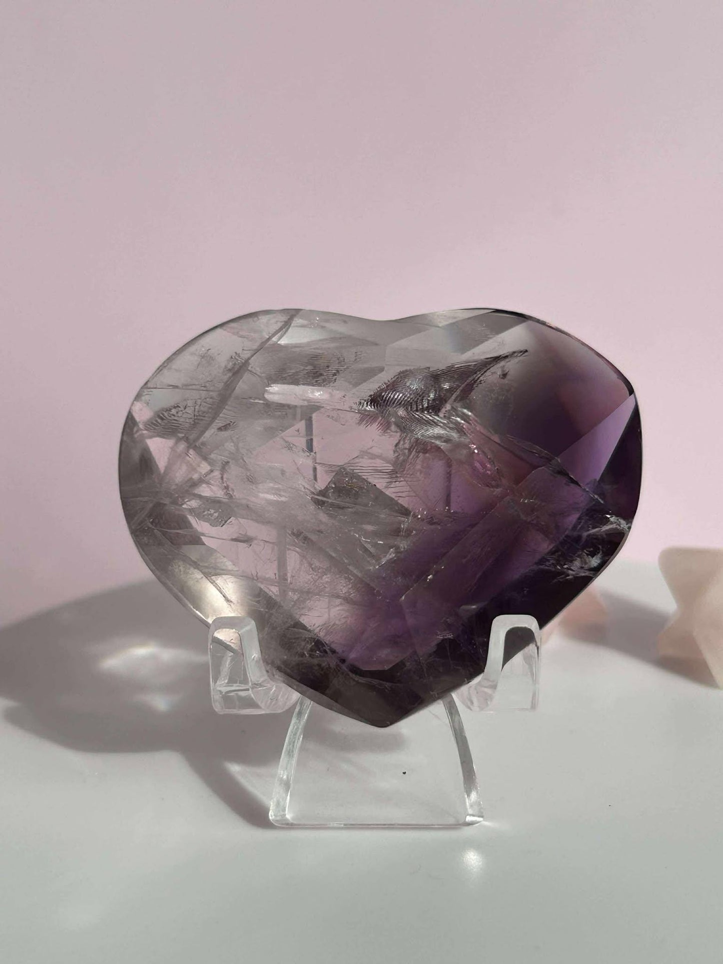 Amethyst Facet Heart Carving Anniversary Gift Mom To Be Gift Meditation Altar Room Decor Baby Shower Breakup Divorce Gift Calming Crystals
