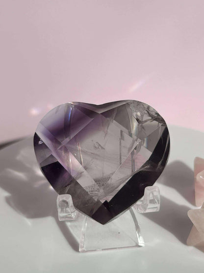Amethyst Facet Heart Carving Anniversary Gift Mom To Be Gift Meditation Altar Room Decor Baby Shower Breakup Divorce Gift Calming Crystals