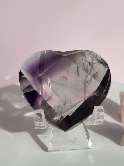 Amethyst Facet Heart Carving Anniversary Gift Mom To Be Gift Meditation Altar Room Decor Baby Shower Breakup Divorce Gift Calming Crystals
