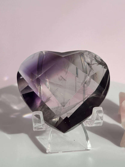 Amethyst Facet Heart Carving Anniversary Gift Mom To Be Gift Meditation Altar Room Decor Baby Shower Breakup Divorce Gift Calming Crystals