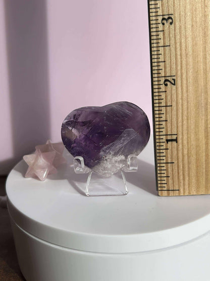Amethyst Facet Heart Carving Anniversary Gift Mom To Be Gift Meditation Altar Room Decor Baby Shower Breakup Divorce Gift Calming Crystals