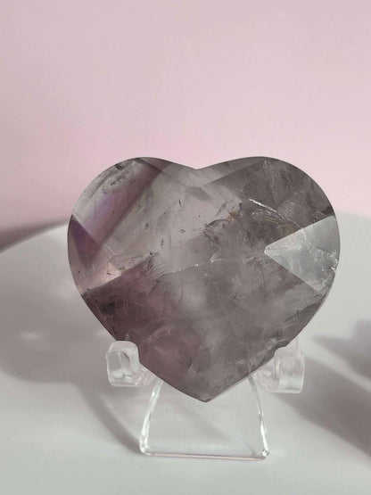 Amethyst Facet Heart Carving Anniversary Gift Mom To Be Gift Meditation Altar Room Decor Baby Shower Breakup Divorce Gift Calming Crystals
