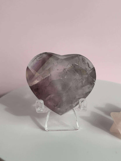 Amethyst Facet Heart Carving Anniversary Gift Mom To Be Gift Meditation Altar Room Decor Baby Shower Breakup Divorce Gift Calming Crystals